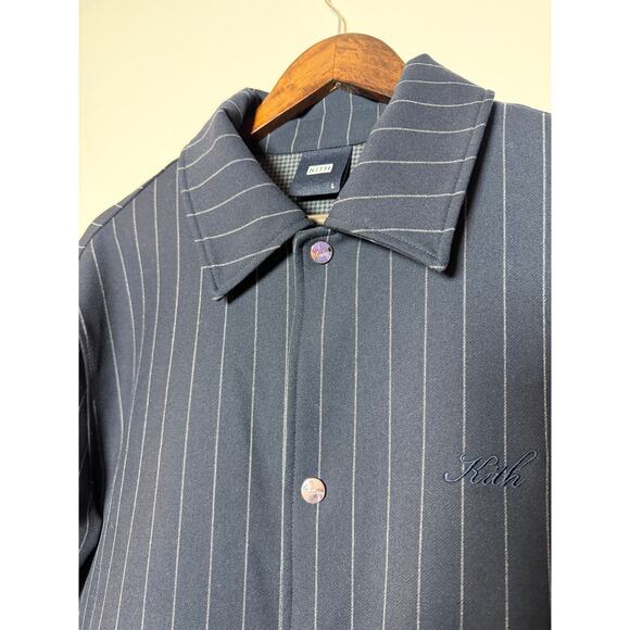 kith pin stripe coaches jacket nocturnal - Picture 3 of 5